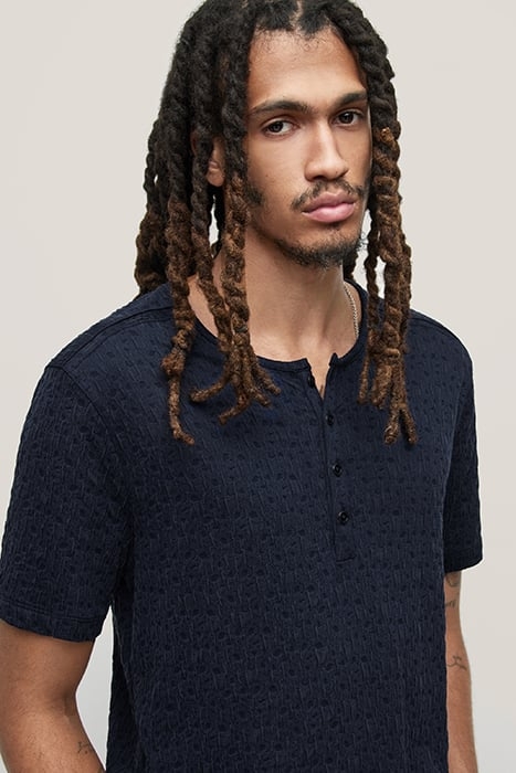 STANTON REGULAR FIT SS HENLEY WITH TEXTU INK BLUE 2