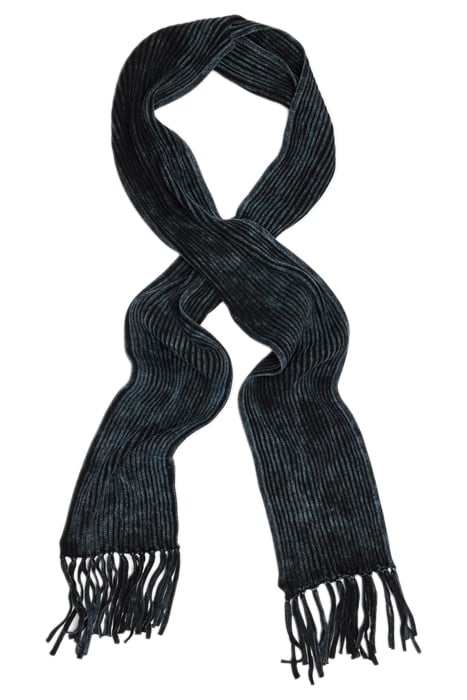 KNIT RIB SCARF IN MARBLE WASH COBALT 1