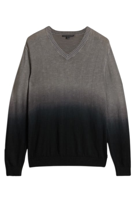 KANE LS SLUB COTTON VEE WITH DIP DYE SEAL GREY 2