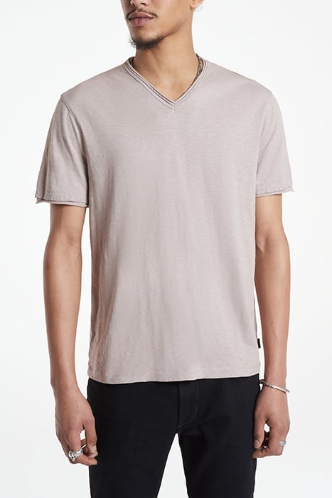 MILES SLUB V-NECK WITH CUT RAW EDGE DRIED PETAL 1