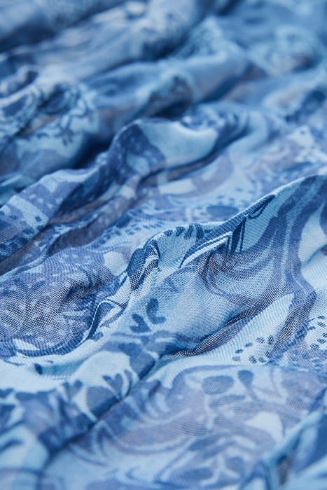 MIXED PAISLEY PATTERN PRINTED SCARF WATER BLUE 2