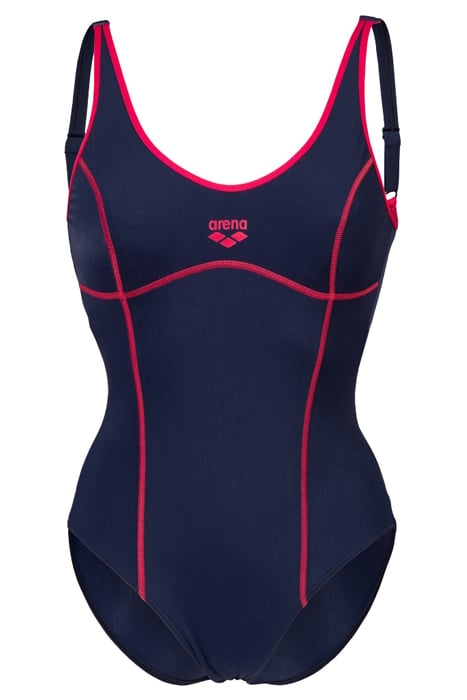 WOMEN'S ARENA TANIA CLIP BACK SWIMSUIT O NAVY-FREAK ROSE 4