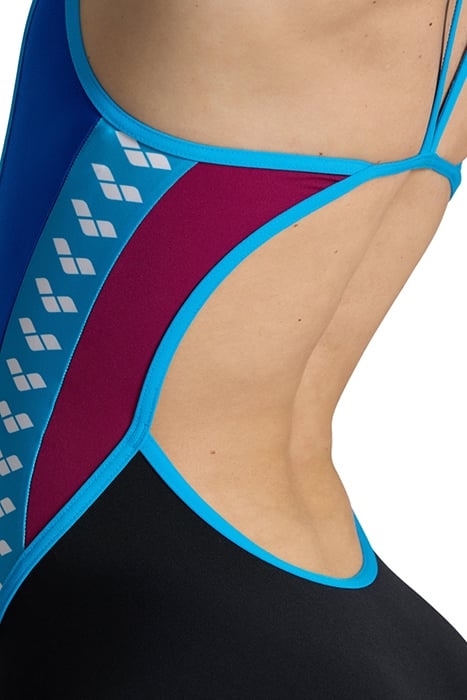 WOMEN'S ARENA ICONS SWIMSUIT SUPER FLY B BLACK-NEON BLUE-RED 8