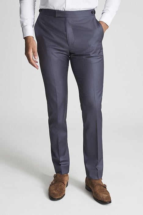 HIKED-WOOL SUIT PANTS BLUE 1