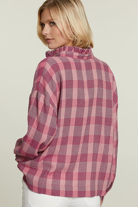 MULTI CHECKED BLOUSE RUFFLE COLLAR 2