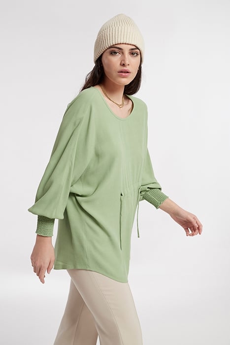 CREPE VISCOSE DRAWSTRING WAIST TOP GREEN 3