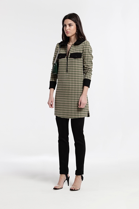 JACQUARD KNIT HIGH NECK AITA DRESS GREEN 1