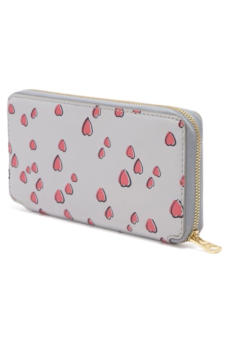 LIGHT GRAY LEATHER SMALL HEARTS WALLET 2