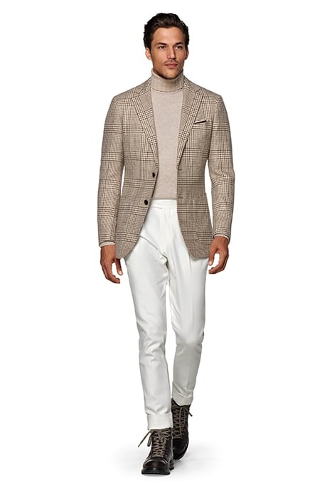 MID BROWN CHECKED TAILORED FIT HAVANA BLAZER 4