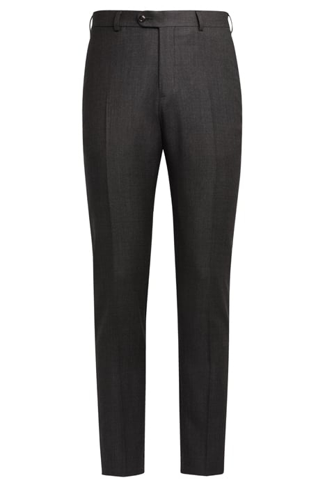 DARK GREY BIRD'S EYE SLIM LEG STRAIGHT SUIT TROUSERS 4