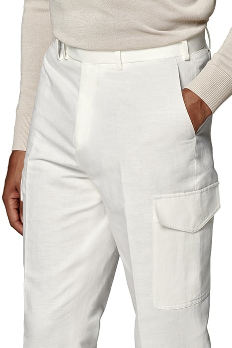 WHITE WIDE LEG TAPERED TROUSERS 5