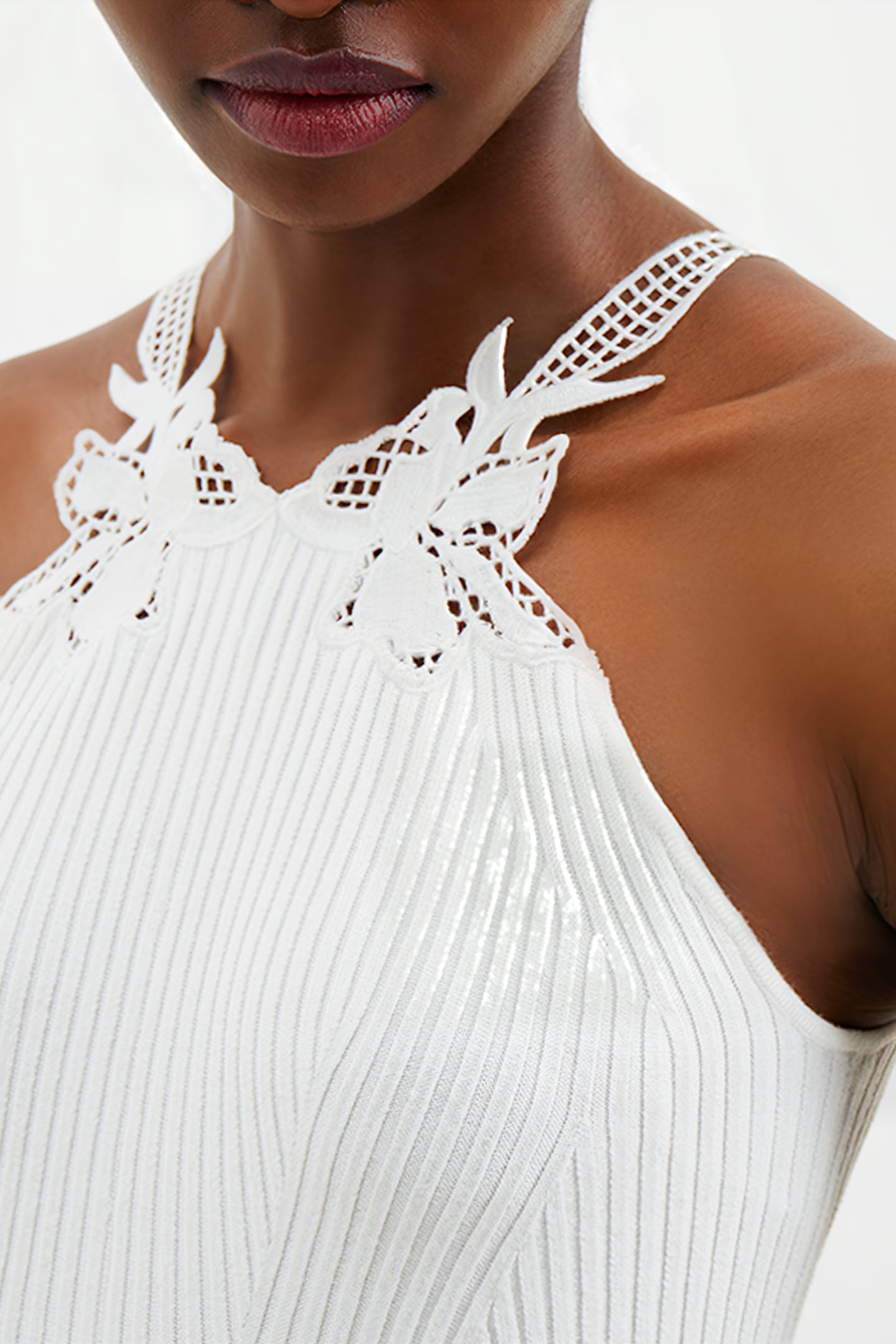 MARI KNIT LACE MIX DRESS WHITE 6