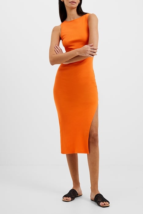 RASSIA COTTON SLACK NECK DRESS ORANGE 5