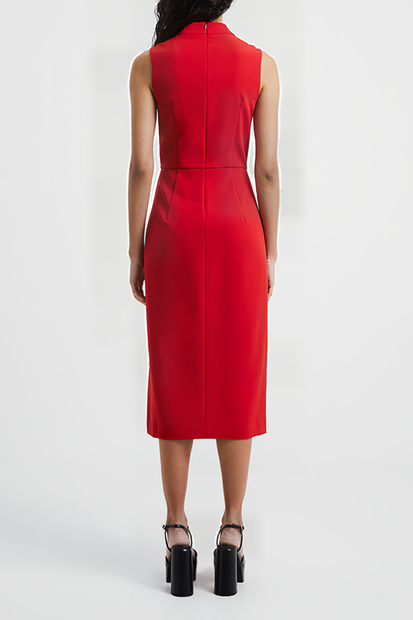 ECHO CREPE MOCK NECK DRESS RED 3