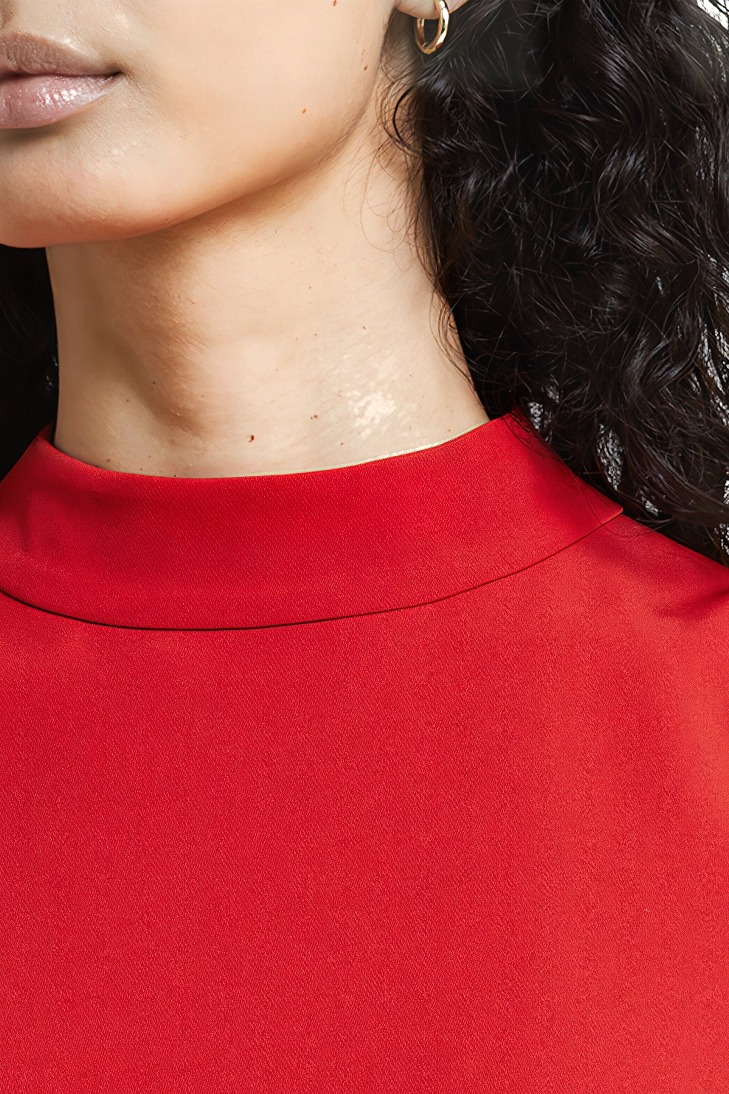 ECHO CREPE MOCK NECK DRESS RED 4