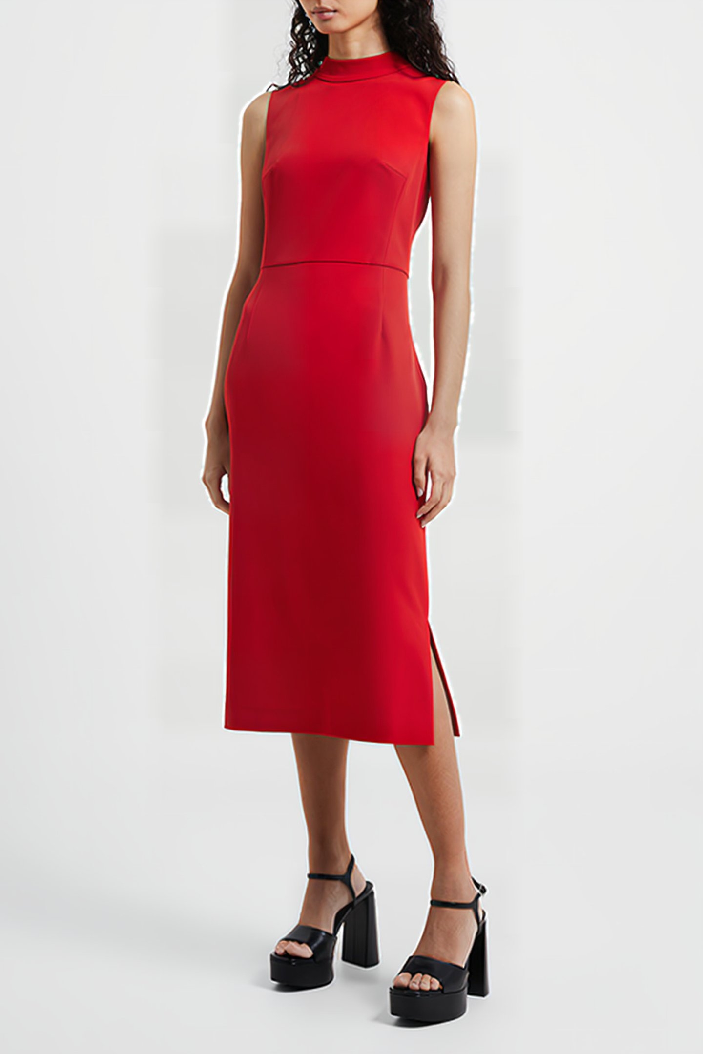 ECHO CREPE MOCK NECK DRESS RED 2