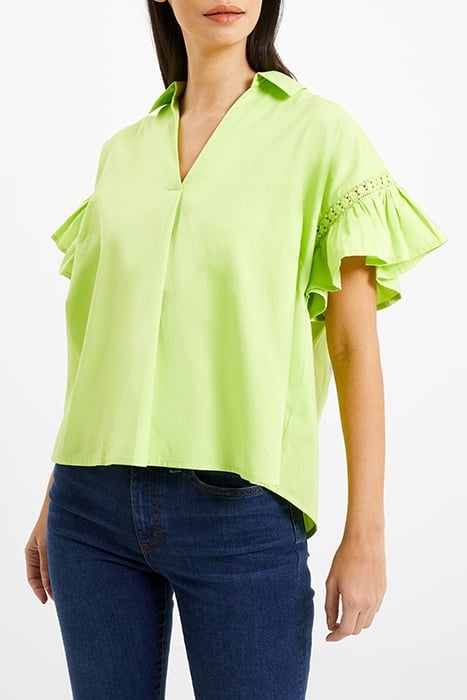 SINDEY COTTON SATIN SHIRT GREEN 1