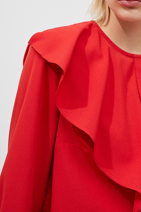 CREPE LIGHT ASYMM FRILL SHIRT RED 5