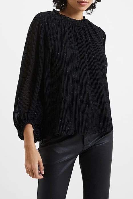 CALLIE LUREX PLEATED TOP BLACK 1