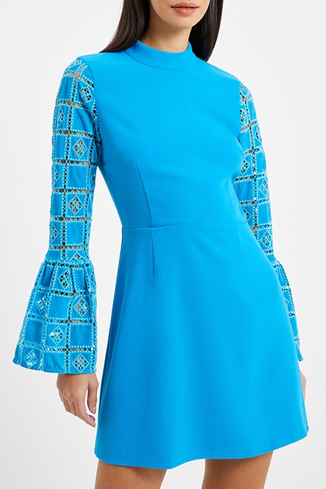 GARNET VELVET LACE MINI DRESS BLUE 4