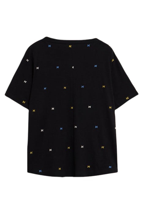 WINNIE EMBROIDERED TOP BLACK MULTI 2