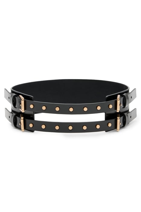 ELODIE DOUBLE BELT BLACK/WARM BRASS 4