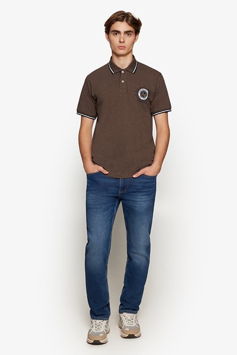 LUCASSI BADGE POLO CHOCOLAT BROWN MELANGE 3