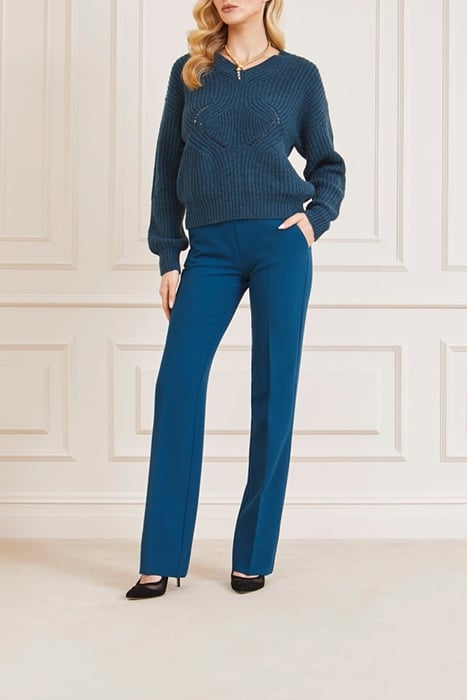 MARCIANO BY GUESS MICHELLE V NECK SWTR BLUE OPAL 3