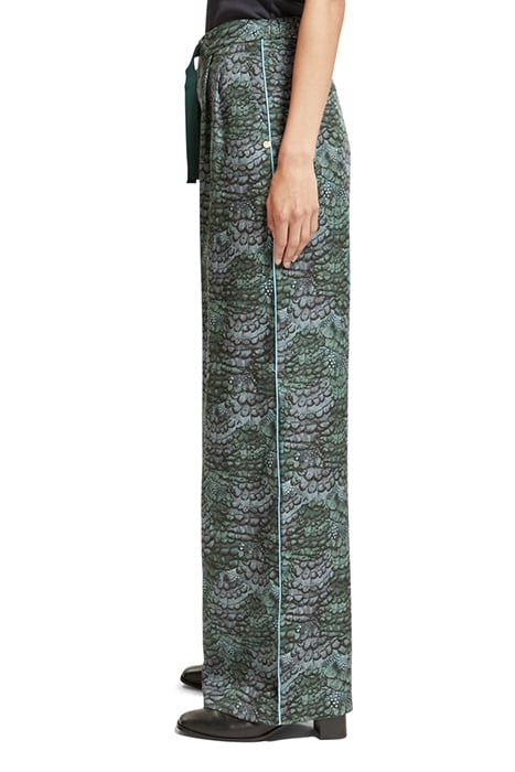 ELENI - HIGH RISE WIDE LEG PYJAMA PANTS FEATHER BOTTLE GREEN 6