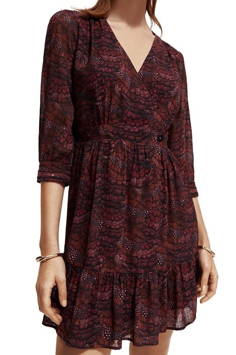 WRAP MINI DRESS FEATHER BORDEAUX 6