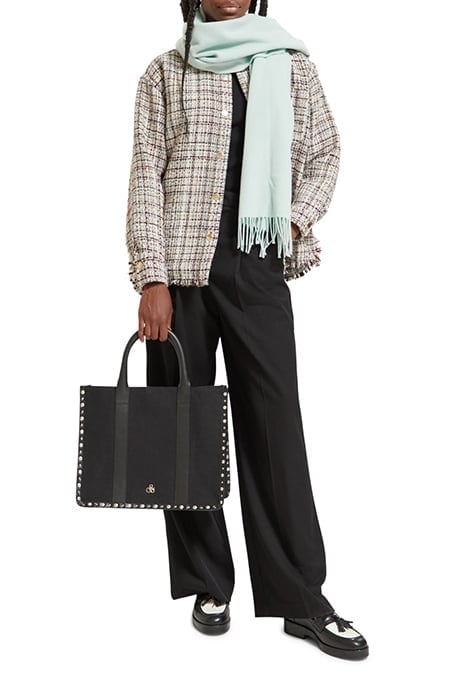 CANVAS SHOPPER WITH STUDS AND LEATHER TRIMMING EVENING BLACK 2