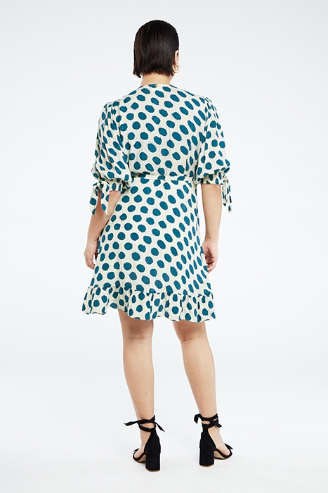 CHANNA SHORT DRESS TASTY TEAL/CREAM WHI 2