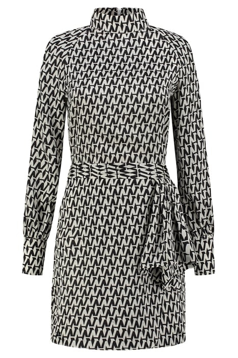 ANKARA PRINTED DRESS BLACK/STAR WHITE 1