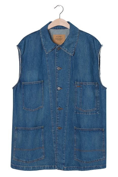 STRAIGHT MID-LENGTH SLEEVELESS JACKET BLUE DIRTY 4