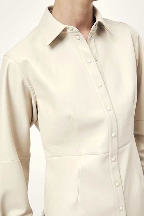 AKIRA FAUX LEATHER SHIRT CHALK 4