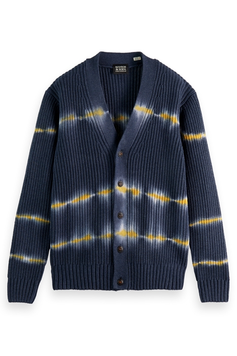 COTTON-BLEND TIE-DYED RIB KNIT CARDIGAN COMBO C 4
