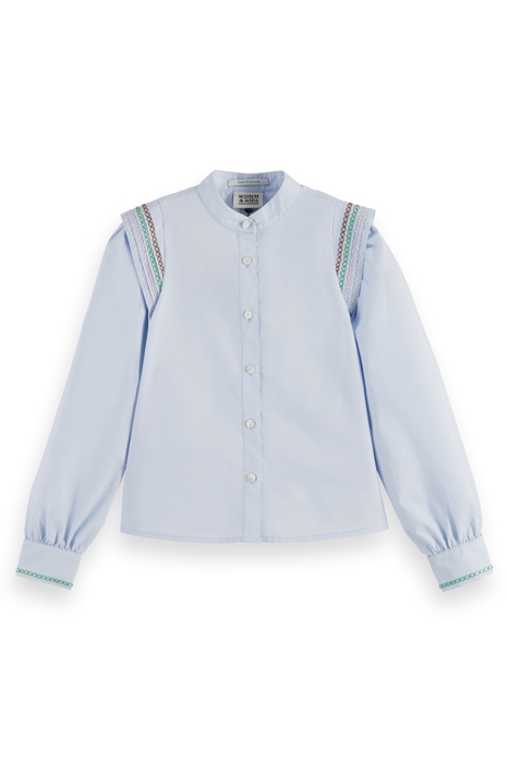 GIRLS LONG-SLEEVED COLOURFUL STITCHING DETAIL TOP PERIWINKLE 4