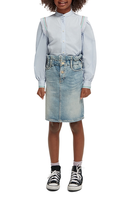 GIRLS LONG-SLEEVED COLOURFUL STITCHING DETAIL TOP PERIWINKLE 2