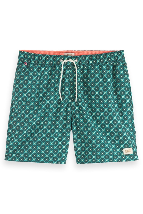 MID LENGTH - MINI PRINTED SWIMSHORT TURQUOISE TILES AOP 4