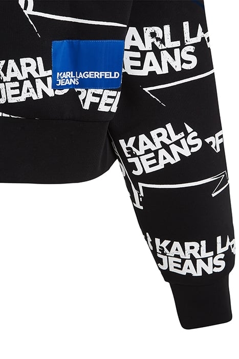 KLJ RELAXED CROPPED HOODIE BLACK WHITE 4