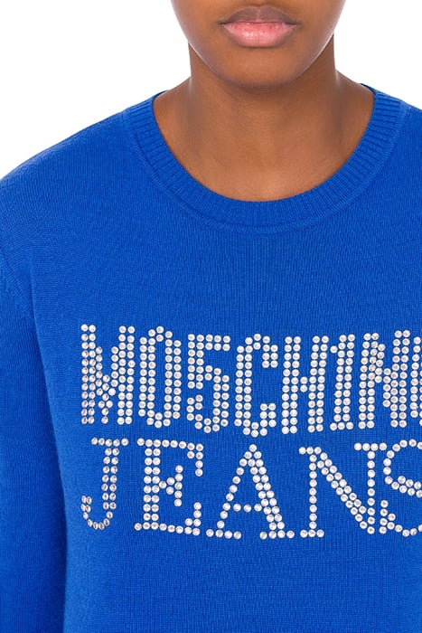 RHINESTONE LOGO WOOL BLEND SWEATER BLUE 4