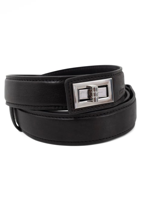 BLACK LEATHER BELT WITH ROTATING BUCKLE 2