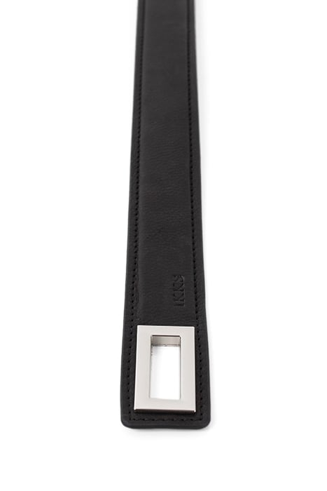 BLACK LEATHER BELT WITH ROTATING BUCKLE 6