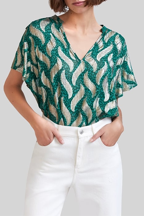 EMERALD TOP WITH GOLD LEAF PRINT 1