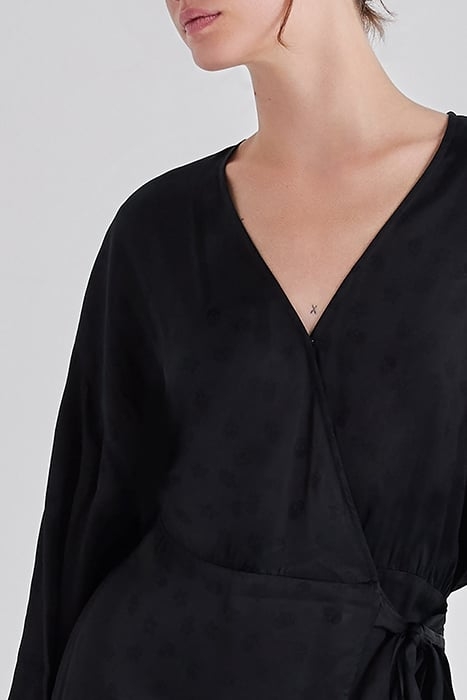 BLACK ROCK MOTIF JACQUARD WRAP DRESS 5
