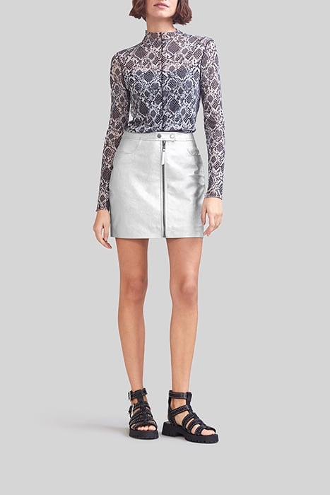 SILVER LEATHER ZIPPED SHORT SKIRT 3