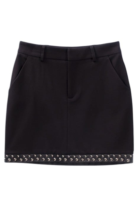 BLACK STUDDED STRAIGHT SHORT SKIRT 4