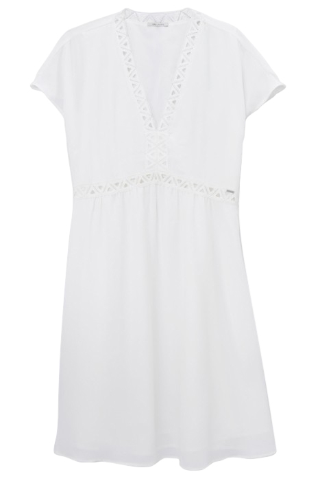 OFF-WHITE RECYCLED DRESS WITH LACE BRAID 4