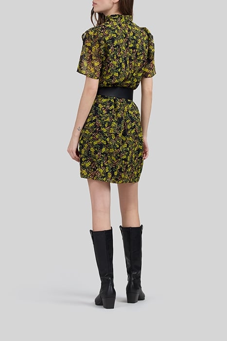 BLACK RECYCLED DRESS WITH FLORAL LEOPARD PRINT 3