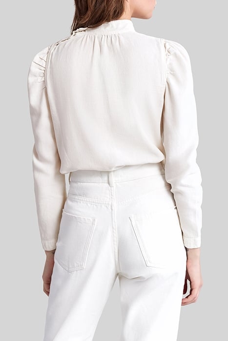 LIMESTONE ORGANIC COTTON BLOUSE, BUTTONED COLLAR 2